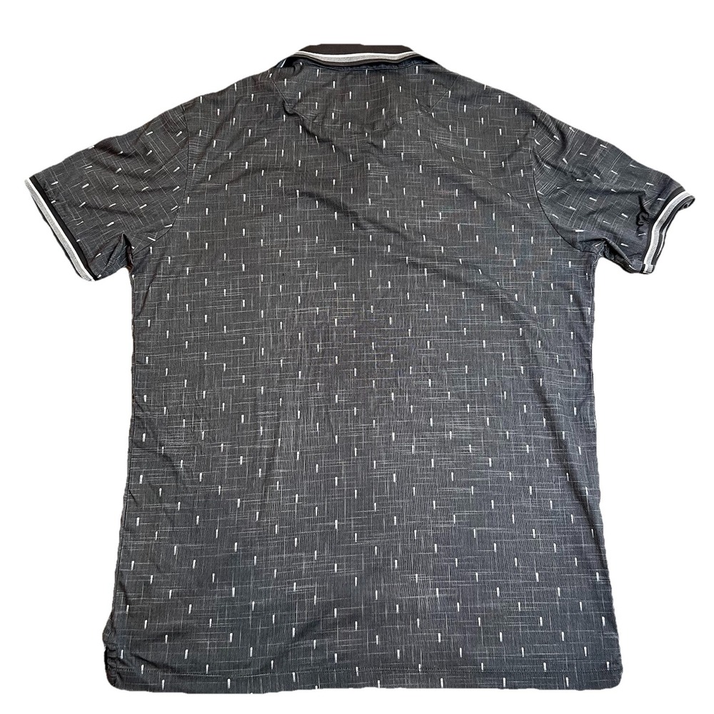 Butter Cloth Polo Shirt Men Medium Short Sleeve Geometric All Over Print Stretch - Picture 2 of 5